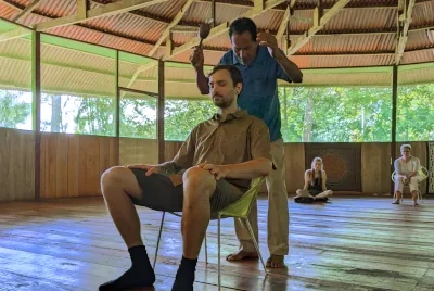  Ayahuasca shaman giving an arcana at the retreat center