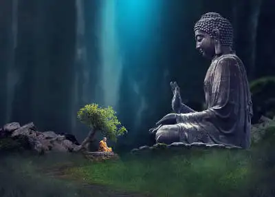 Meditation with large Buddha